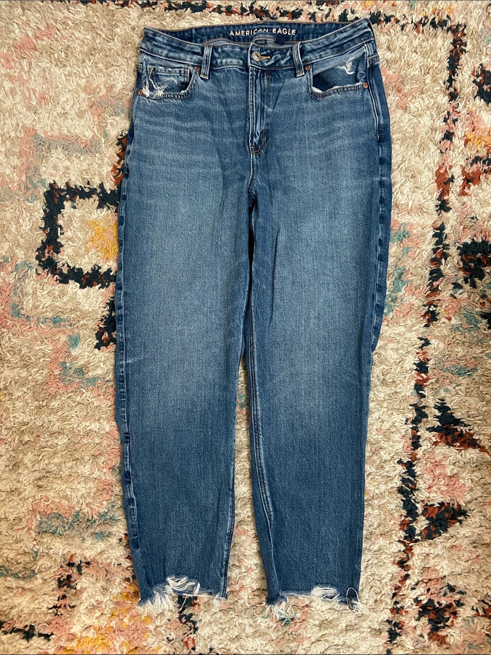 American Eagle Outfitters Mid-Blue High-Rise Cropped Jeans